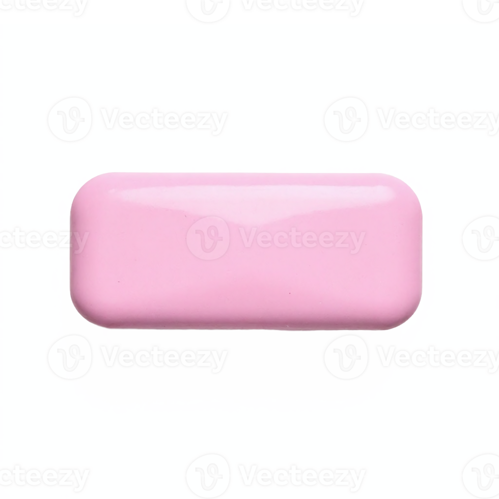Pink Chewing Gum Rectangle Shape Glossy Surface Isolated on Transparent Background with Clipping Path png