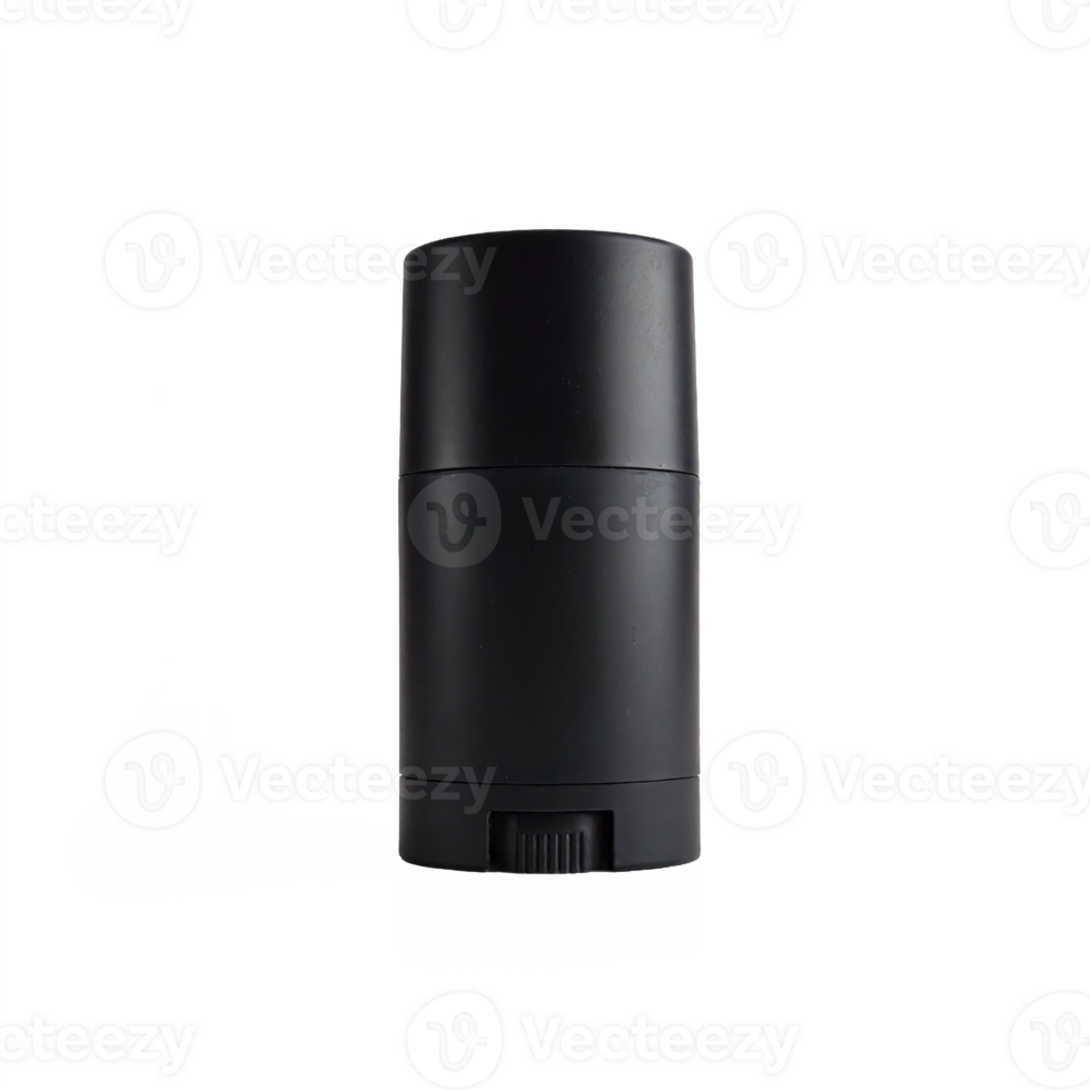 Black Deodorant Stick Container with Twist Bottom Cap on Transparent Background Clipping Path png