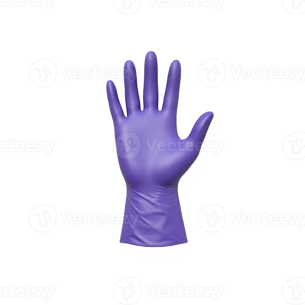 Purple Protective Glove Isolated on Transparent Background with Clipping Path for Clean Hygiene Use png