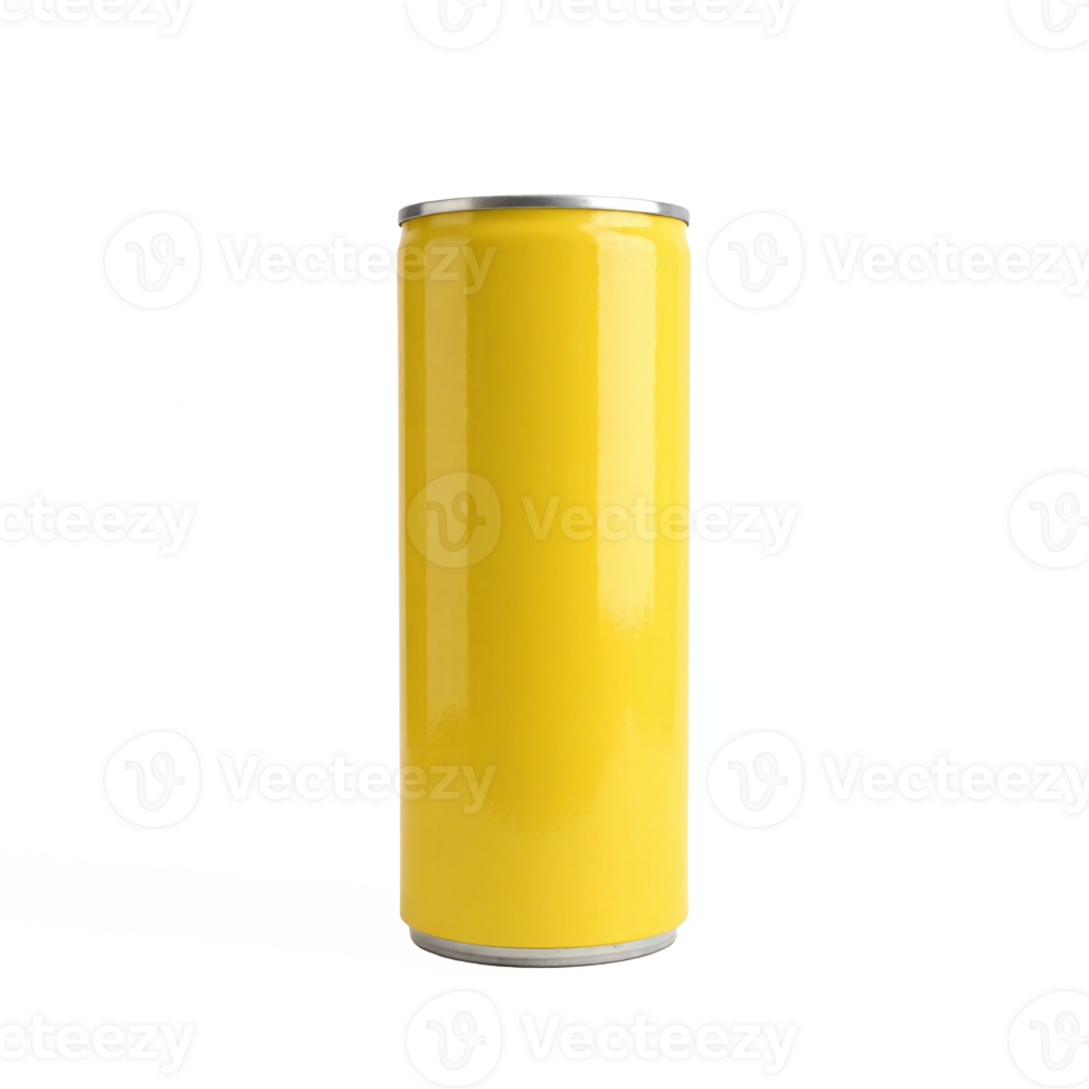 Yellow Tall Can Empty No Label Drink Container Isolated Transparent Background png