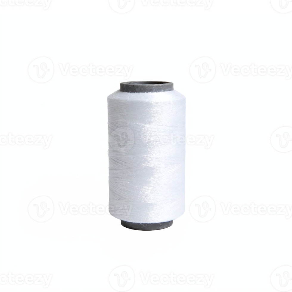 White Thread Spool for Sewing and Embroidery with Transparent Background Clipping Path png