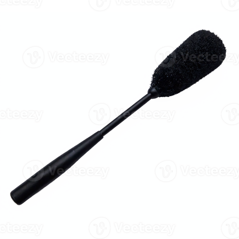 Black Car Interior Cleaning Brush with Soft Bristles and Long Handle Transparent Background png