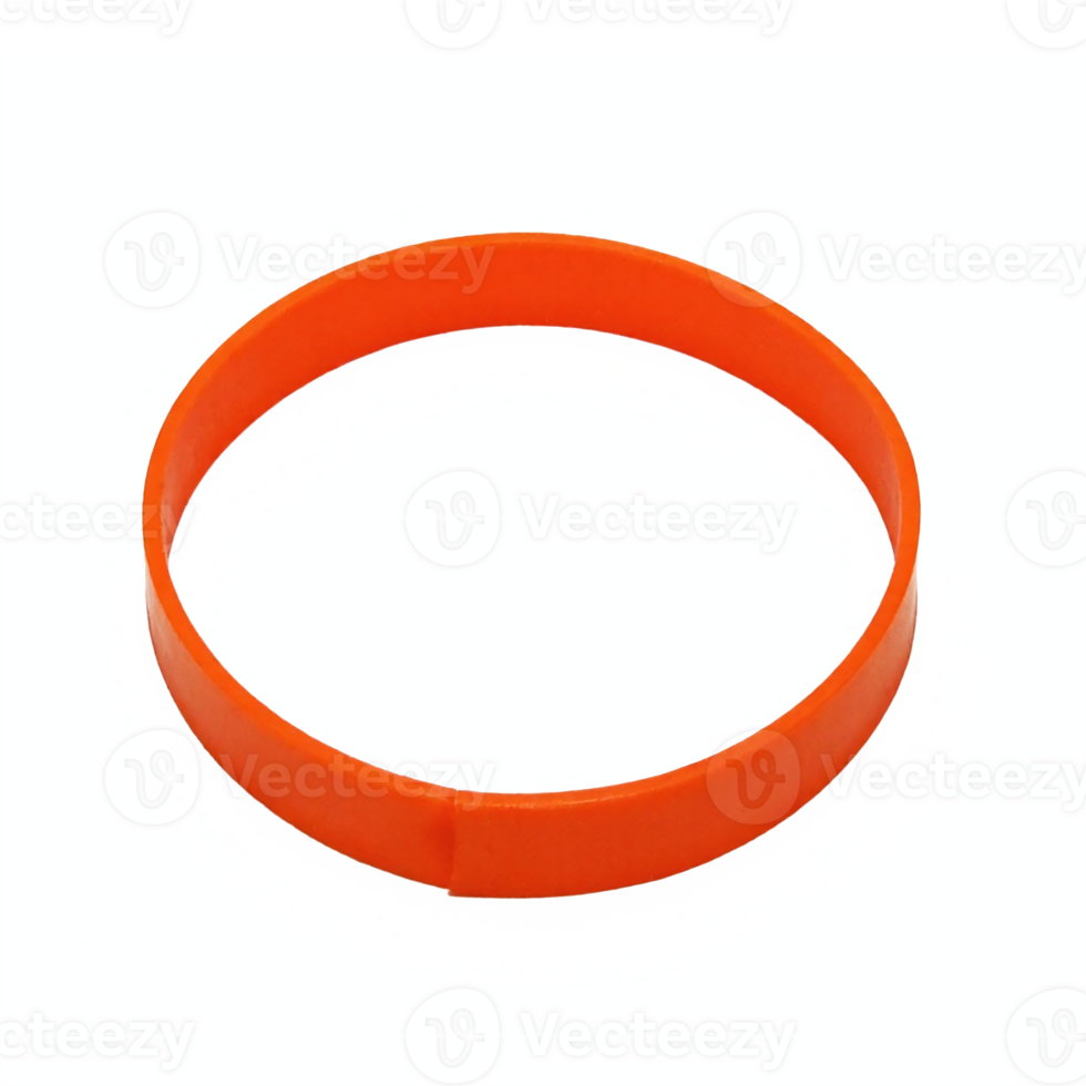 Orange Silicone Wristband Isolated on Transparent Background Clipping Path Included png