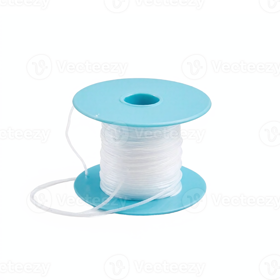 White Thin Thread Spool with Blue Plastic Frame Transparent Background Clipping Path png
