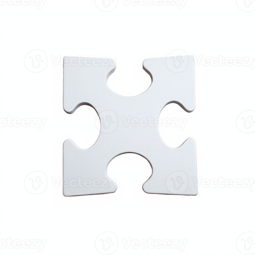 White Puzzle Piece Clipping Path Transparent Background Single Jigsaw Element png