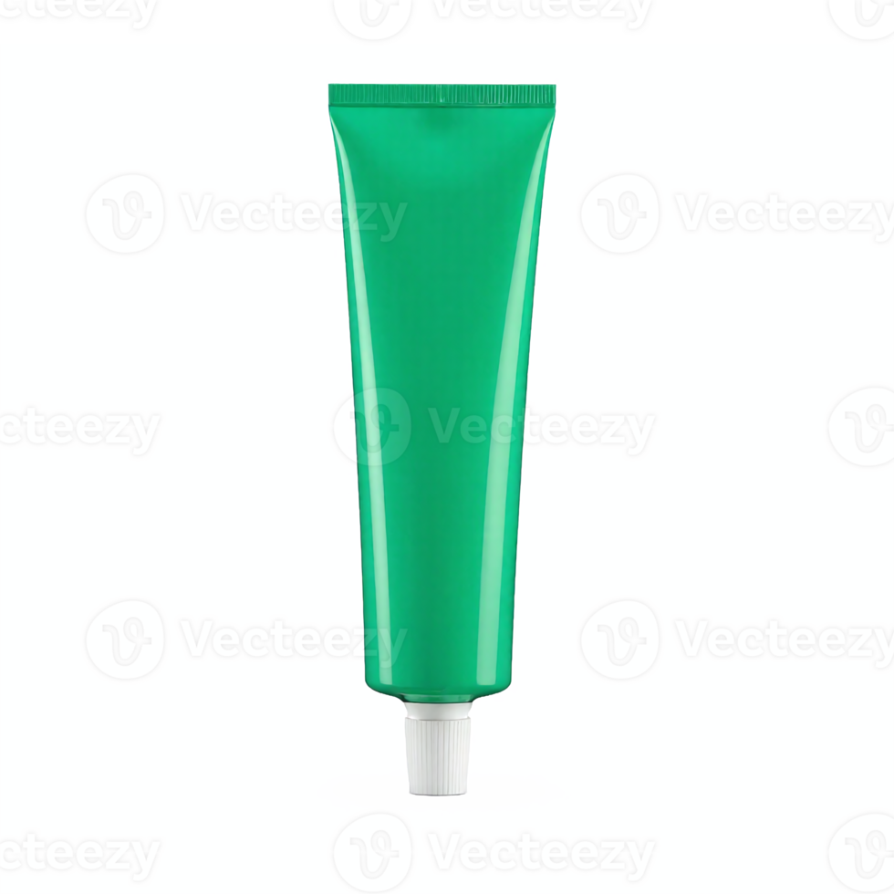 Green Cosmetic Cream Tube with White Cap on Transparent Background Clipping Path Packaging Design png