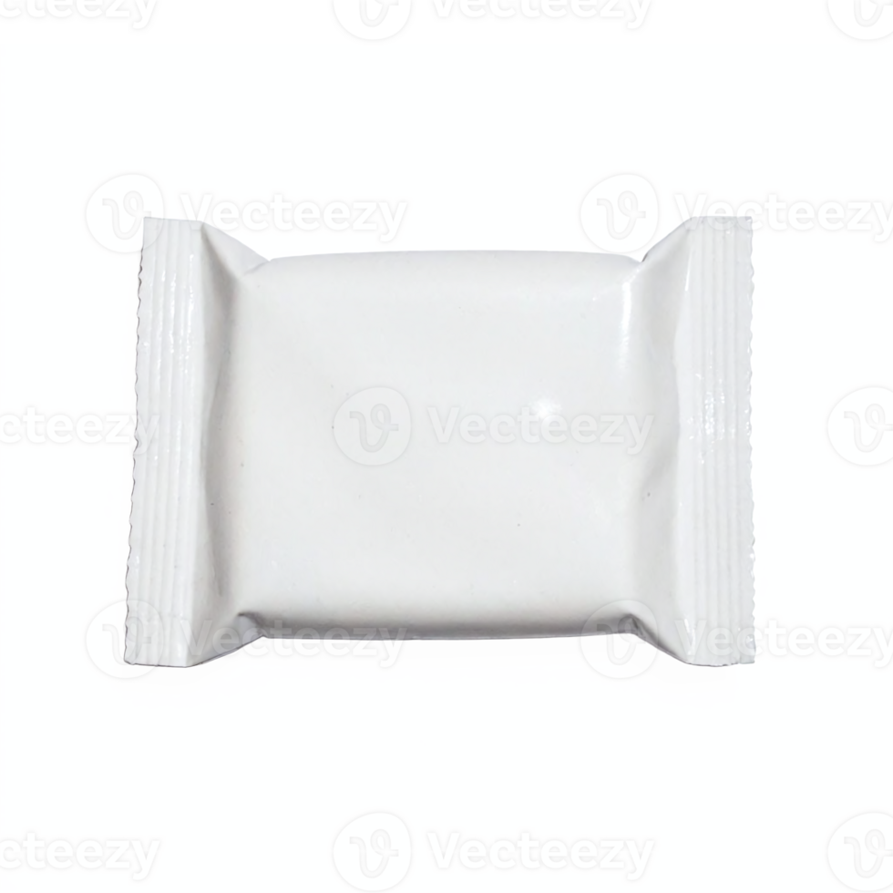 White Small Candy Wrapper Packet with Transparent Background Clipping Path png