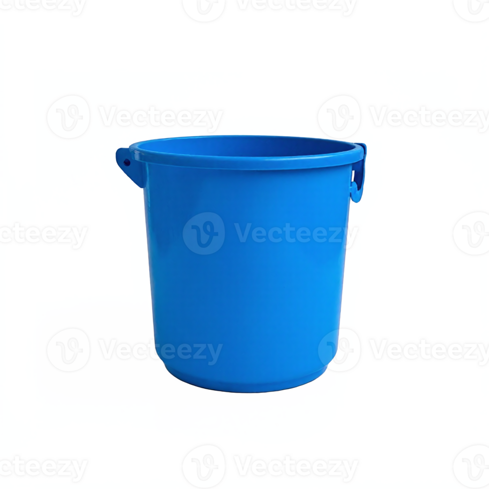 Blue Plastic Bucket with Handles for Cleaning Water Storage Transparent Background Clipping Path png