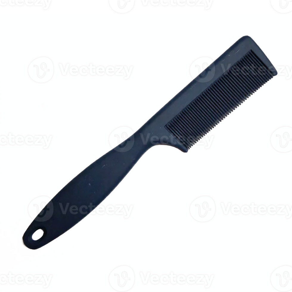 Black Hair Comb with Handle Fine Teeth for Styling Grooming Transparent Background Clipping Path png