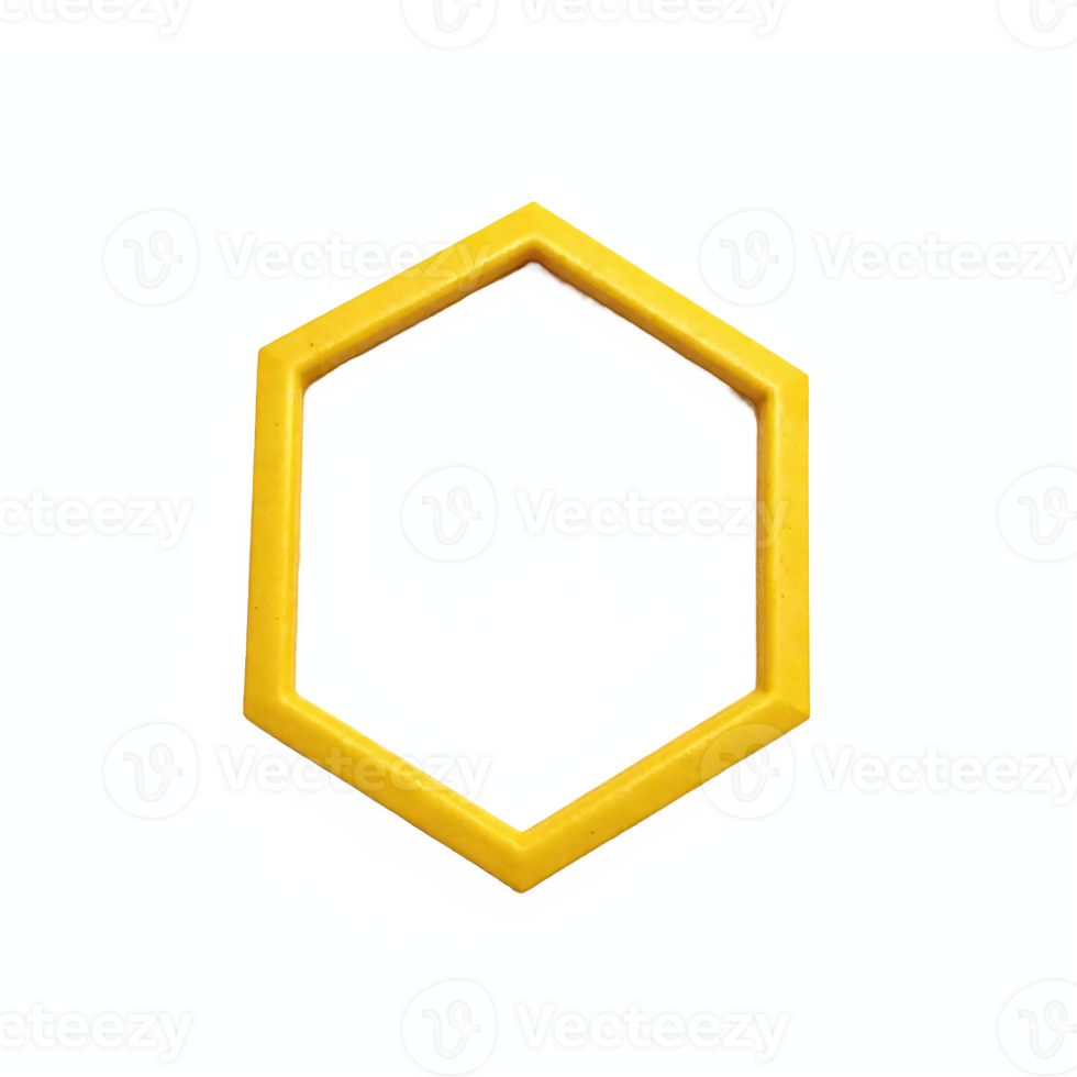 Yellow Hexagon Frame Geometric Shape with Transparent Background Clipping Path png