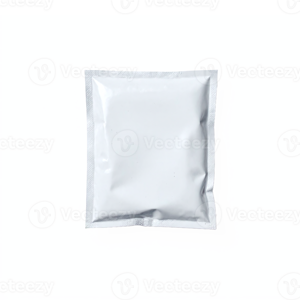 White Sachet Packet Packaging with Transparent Background Clipping Path for Single Use Products png