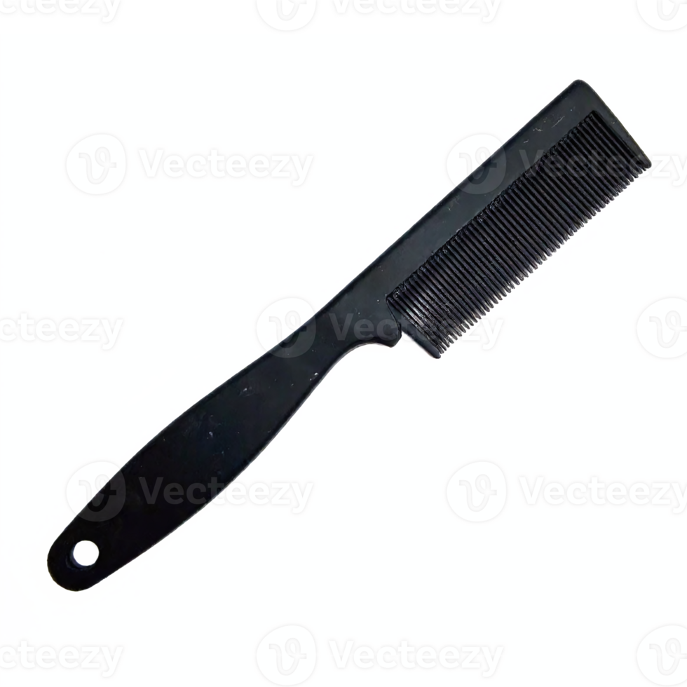 Black Hair Comb with Handle Isolated on Transparent Background Clipping Path png