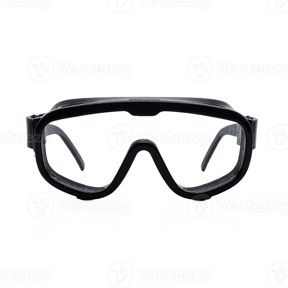 Black Sports Protective Glasses with Clear Lenses Transparent Background Clipping Path png