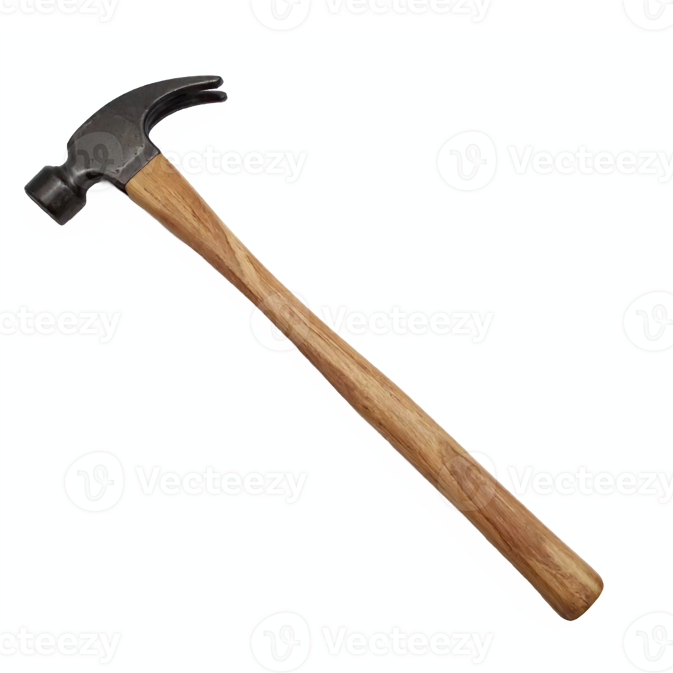Claw Hammer with Wooden Handle on Transparent Background Perfect for Construction and Carpentry png