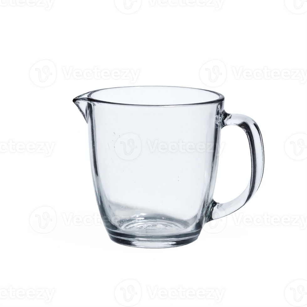 Clear Glass Measuring Cup with Handle and Spout Transparent Background Clipping Path png