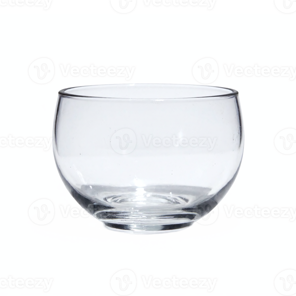 Clear Transparent Glass Bowl Empty with Reflection on White Background Clipping Path png