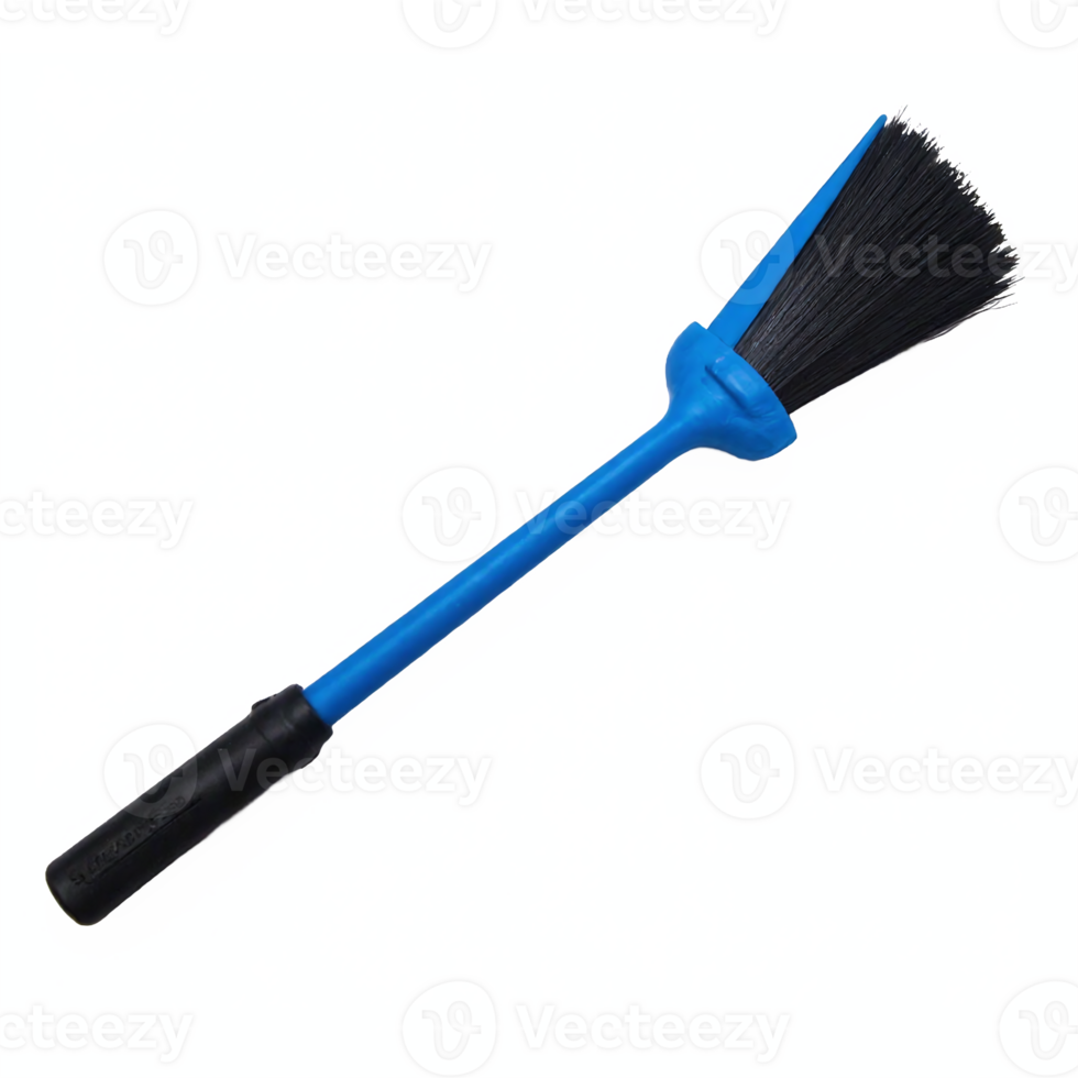 Blue Detailing Brush with Black Handle and Bristles Cleaning Tool Isolated on Transparent Background Clipping Path png