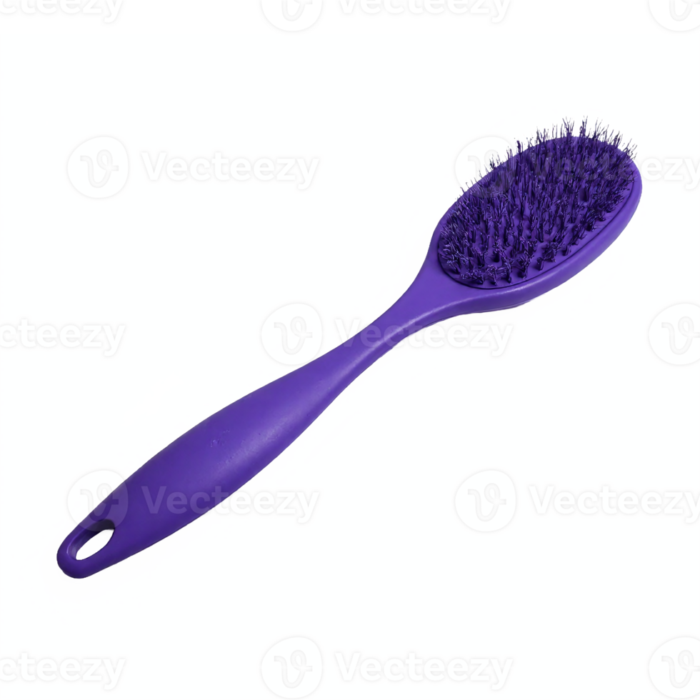 Purple Hairbrush with Long Handle and Bristles Cleaning Tool Transparent Background Clipping Path png