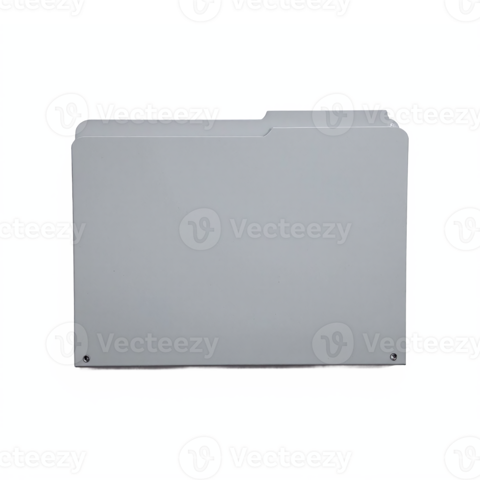 Gray File Folder with Tab and Transparent Background Clipping Path for Office Organization png