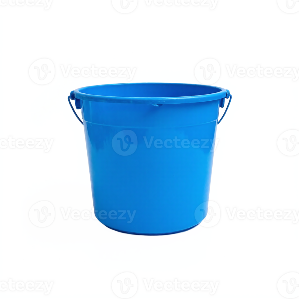 Blue Plastic Bucket with Handle Cleaning Container Transparent Background Clipping Path png