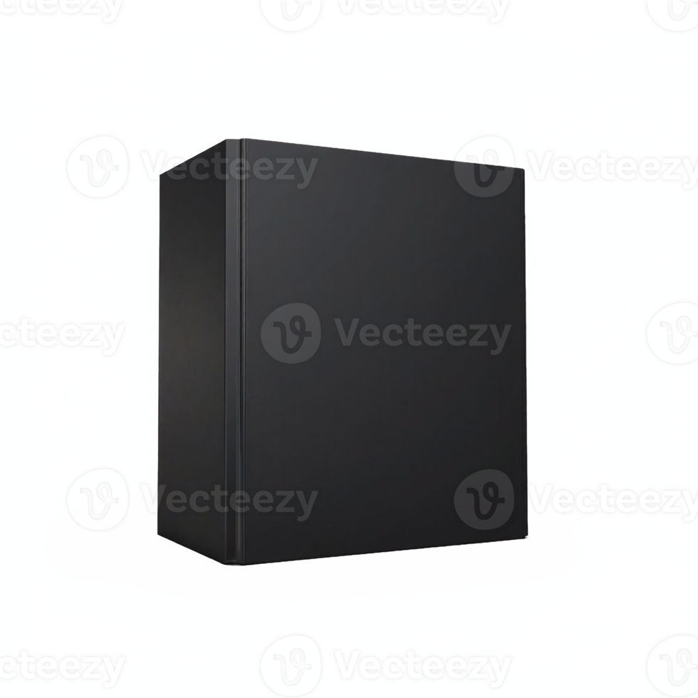 Black rectangular computer tower case with transparent background clipping path png