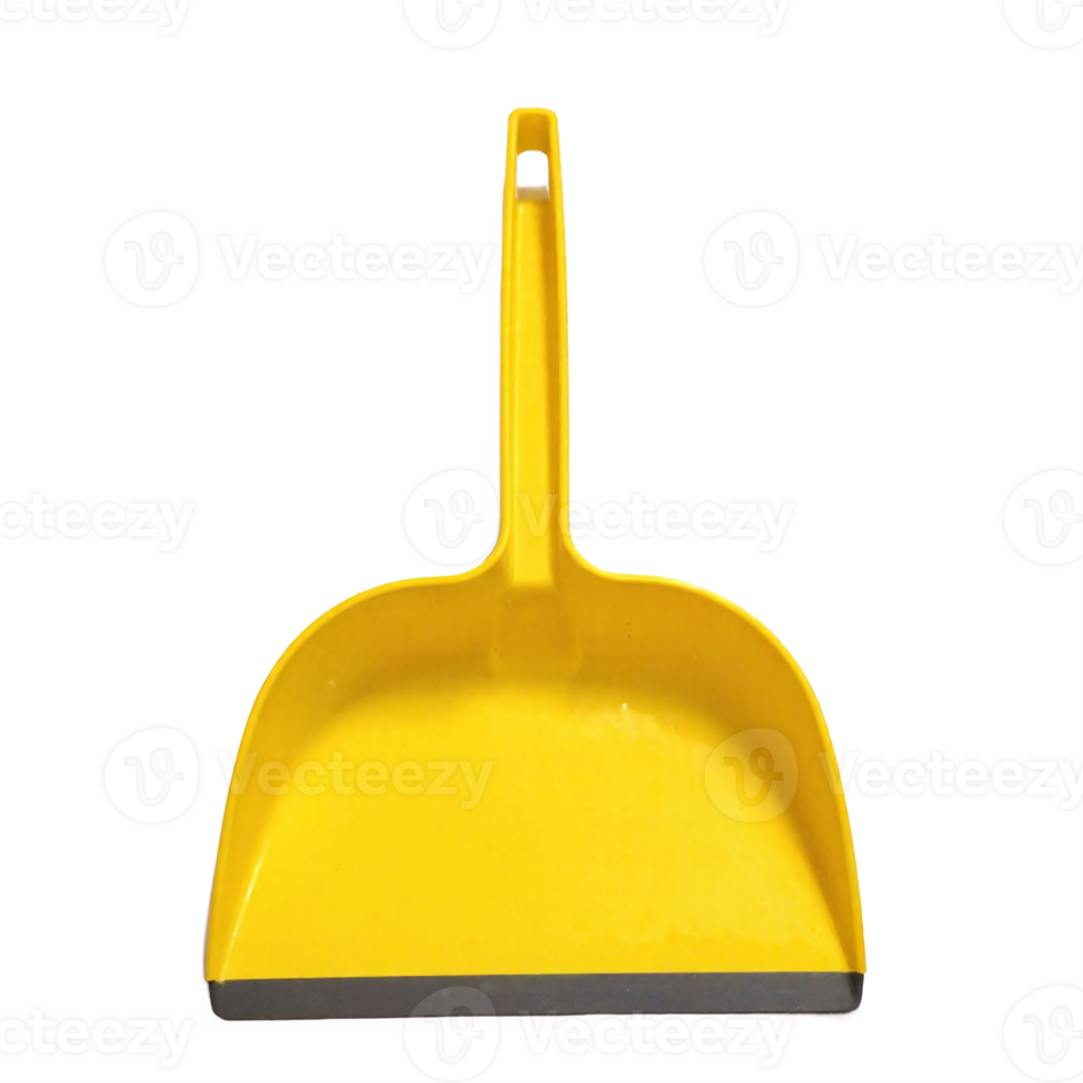 Yellow Plastic Dustpan Cleaning Tool with Handle Transparent Background Clipping Path png