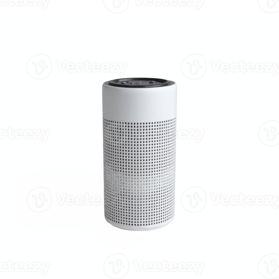 White Cylindrical Portable Air Purifier with Perforated Design Isolated on Transparent Background png