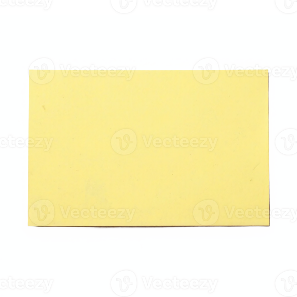 Yellow Rectangular Blank Card with Sharp Edges on Transparent Background Clipping Path png