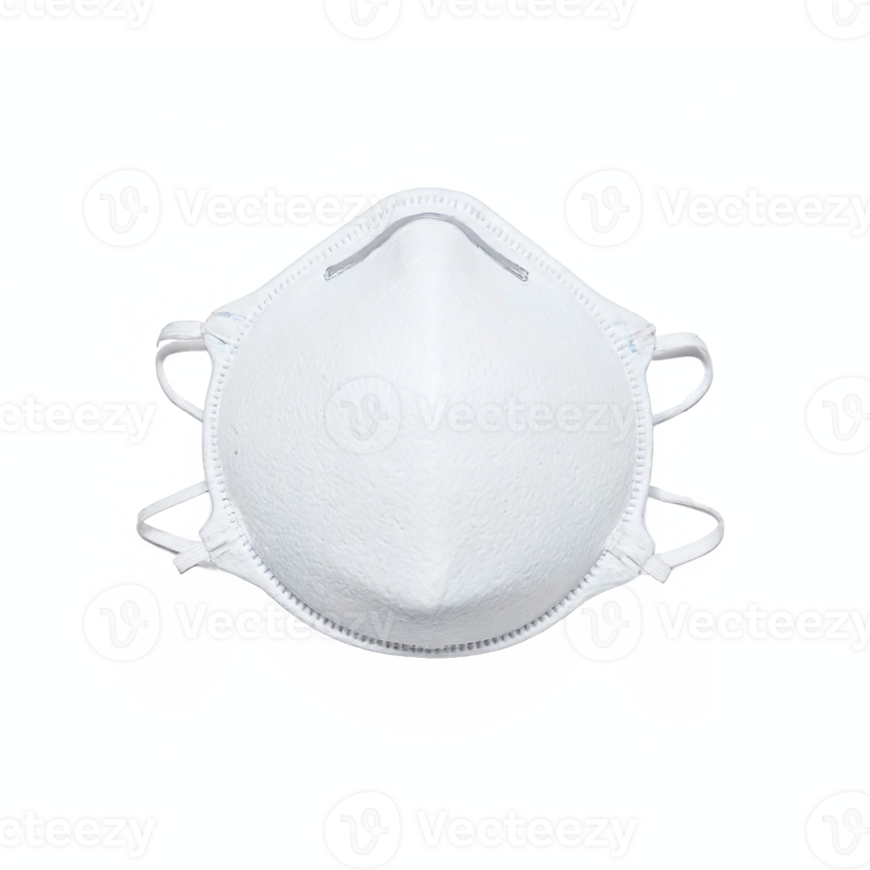 White Protective Respirator Mask with Dual Elastic Bands and Nose Clip Transparent Background png