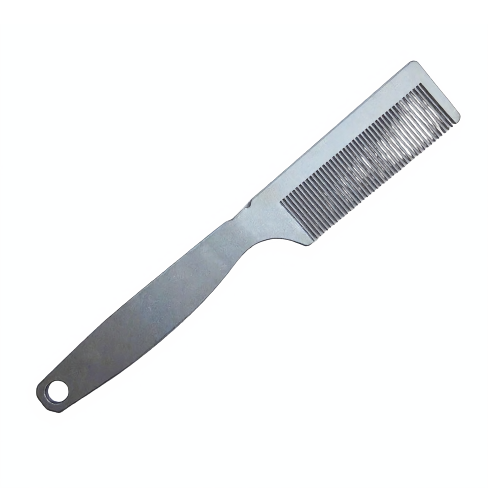 Gray Plastic Hair Comb with Fine Teeth and Handle Transparent Background Clipping Path png