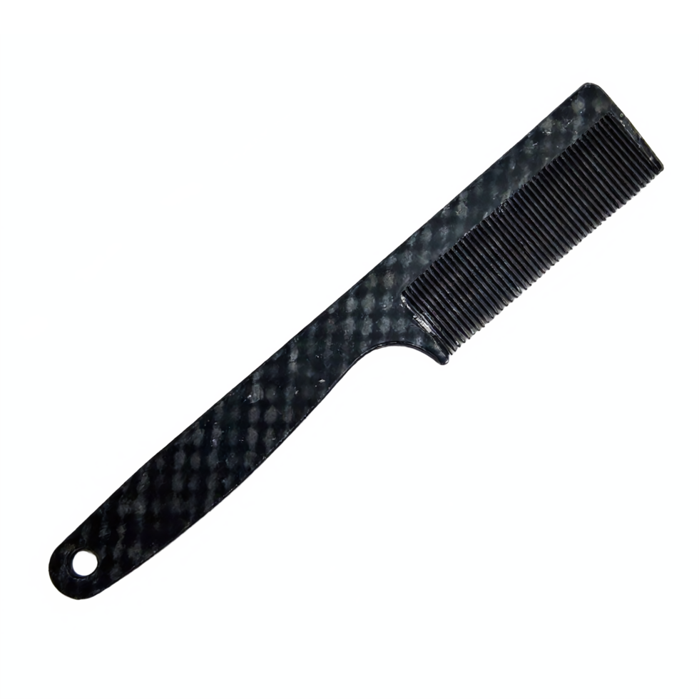 Black Carbon Fiber Hair Comb with Handle Grooming Tool on Transparent Background png