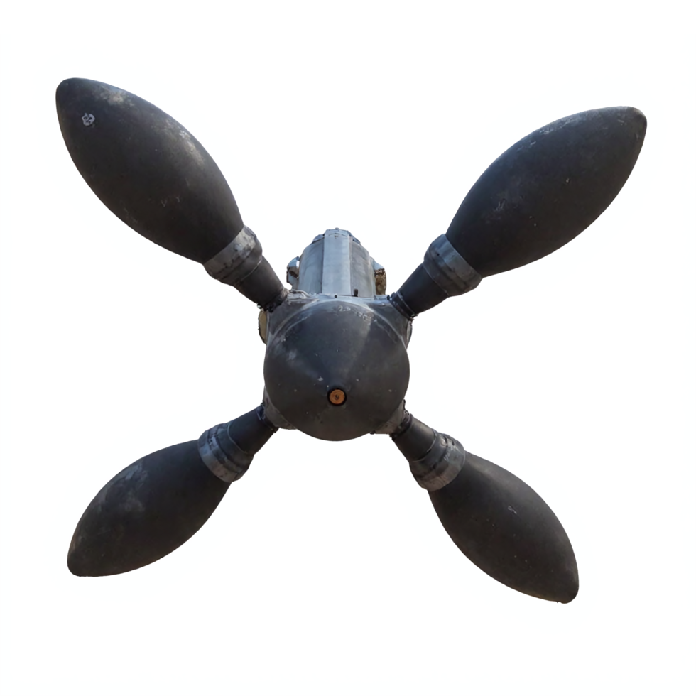 Aircraft Engine Propeller With Four Black Blades Isolated On Transparent Background Clipping Path png