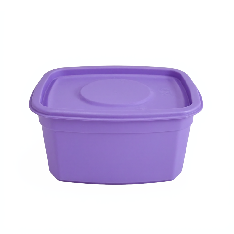 Purple Plastic Food Storage Container with Lid Transparent Background Clipping Path png