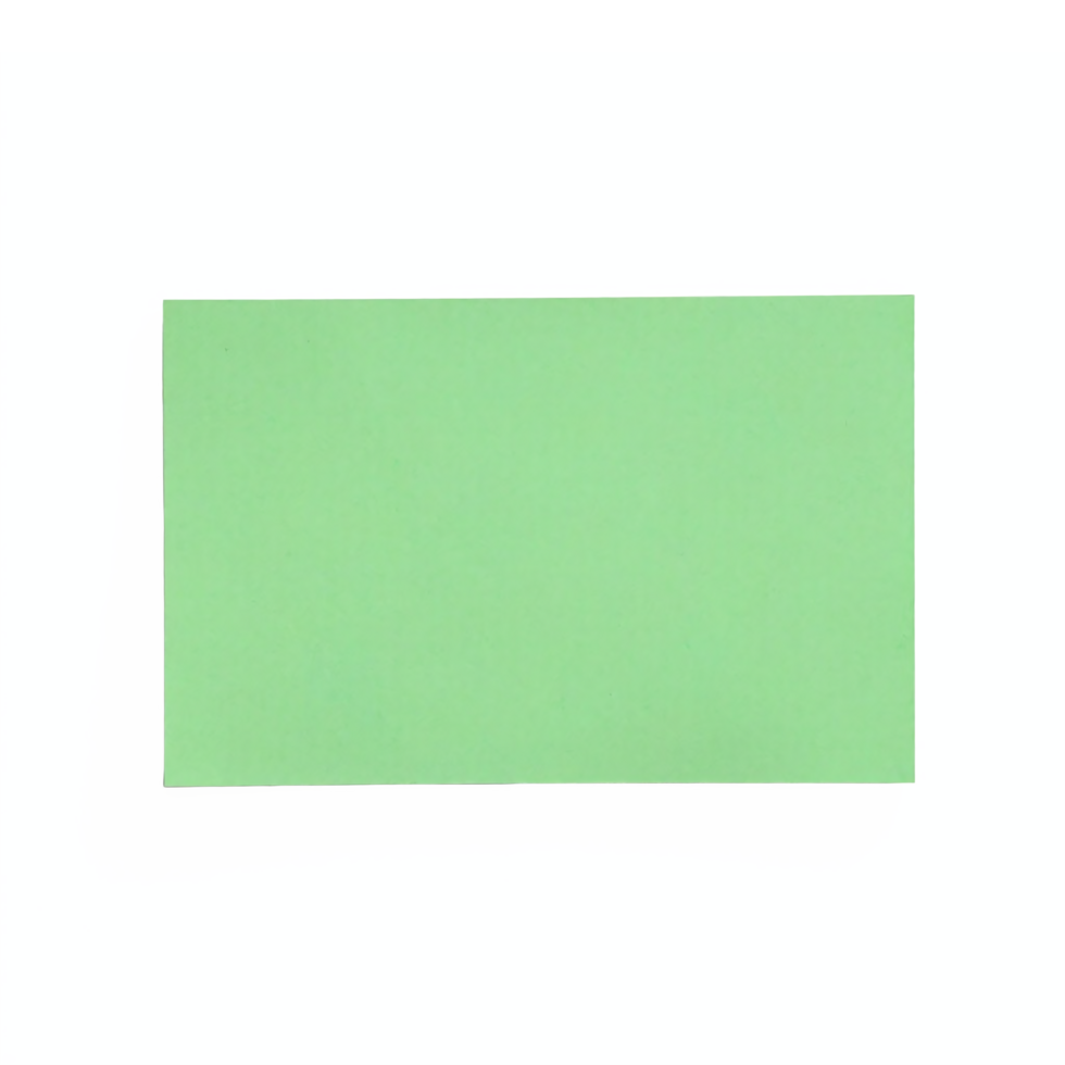 Green blank card with soft shadow isolated on blue background transparent clipping path png