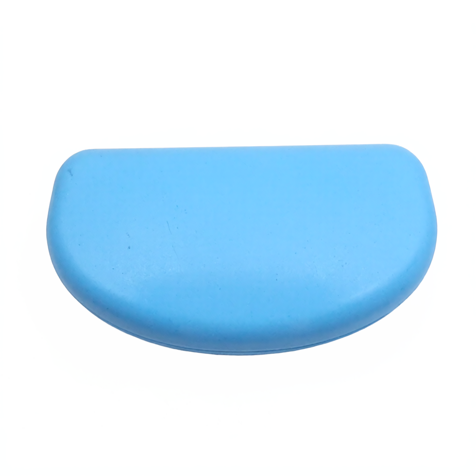 Blue Half Moon Shaped Eraser with Transparent Background Clipping Path png