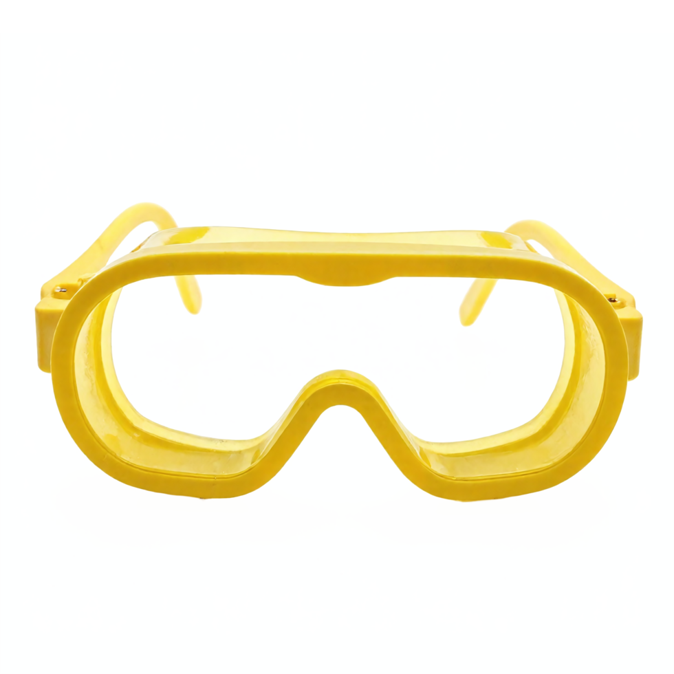 Yellow Protective Safety Glasses Transparent Background with Clipping Path for Eye Protection png