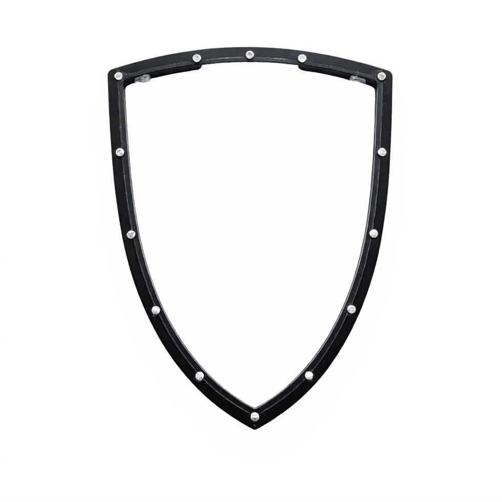 Protective Black Metal Shield Frame with Bolts Transparent Background Clipping Path png