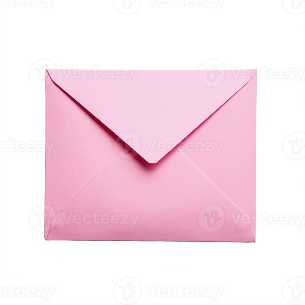 Pink Envelope Closed Paper Mail with Transparent Background Clipping Path for Greeting Card png