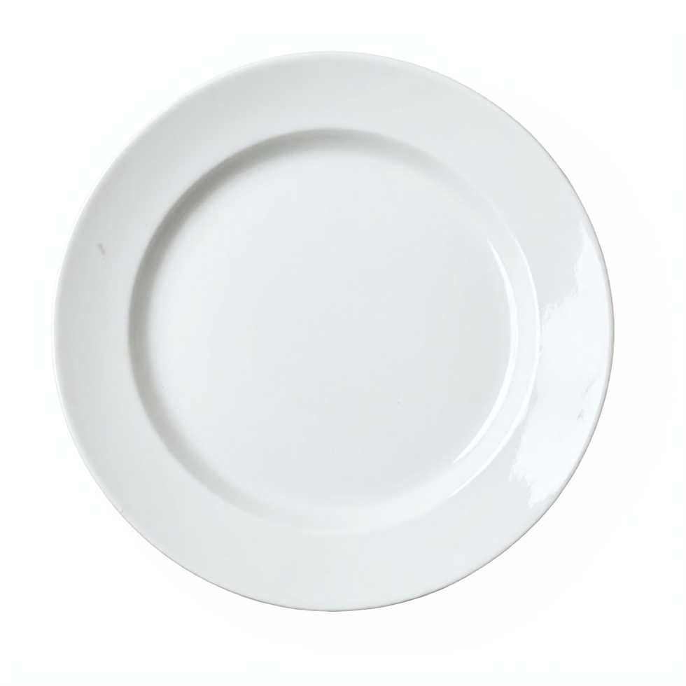 White Round Dinner Plate with Smooth Surface on Transparent Background Clipping Path png