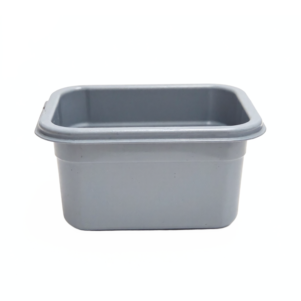 Gray Plastic Storage Tub Container Rectangular Utility Box with Transparent Background Clipping Path png