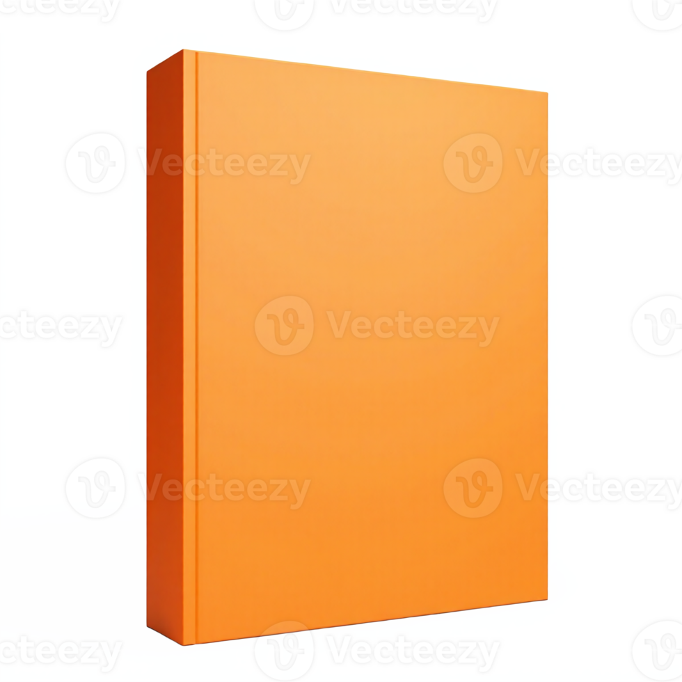 Bright Orange Rectangular Packaging Box with Shadow on White Background Transparent Clipping Path png