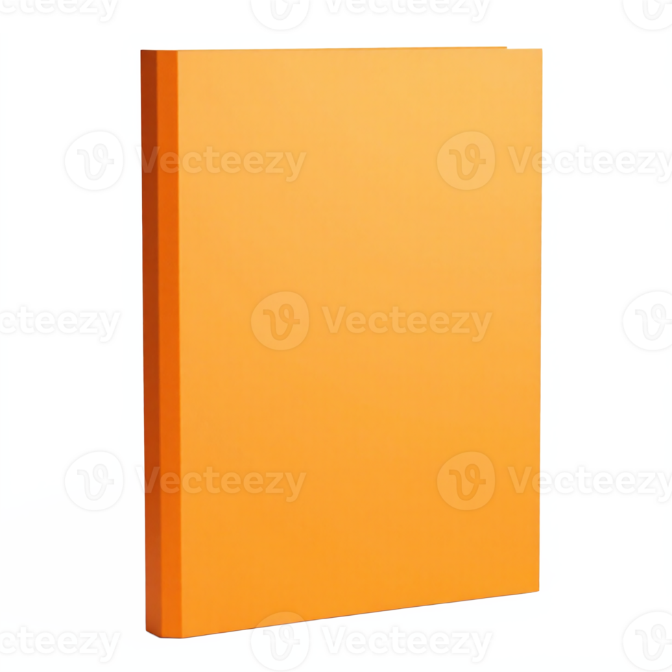 Orange Hardcover Book Standing Upright with Transparent Background Clipping Path Included png