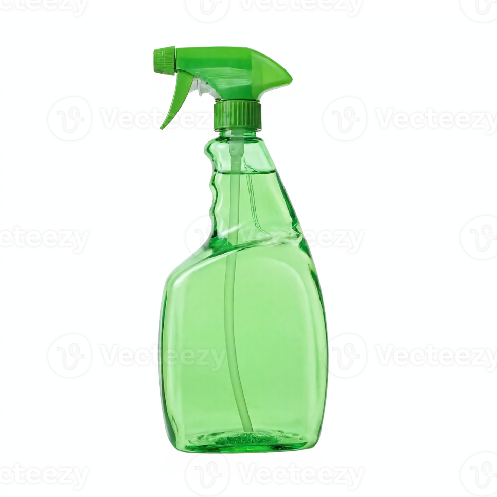 Green Plastic Spray Bottle with Trigger Cleaning Container Transparent Background Clipping Path png