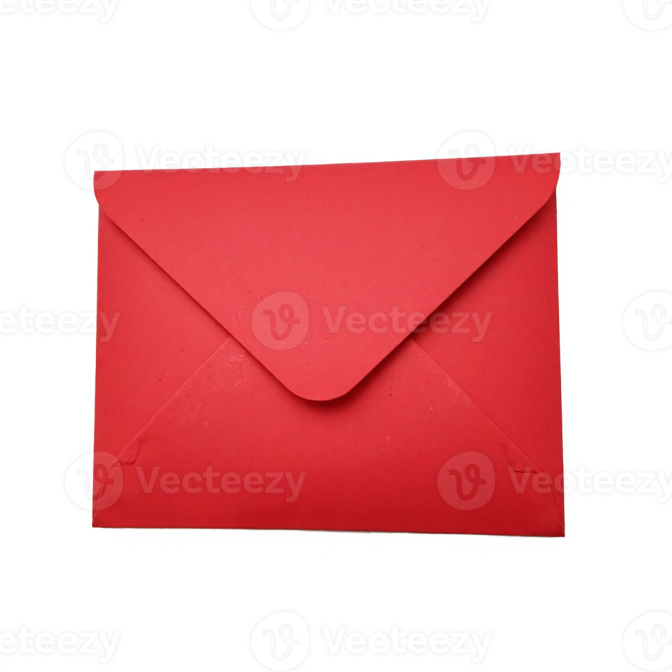 Red Envelope with Folded Flap Isolated on Transparent Background Clipping Path Included png