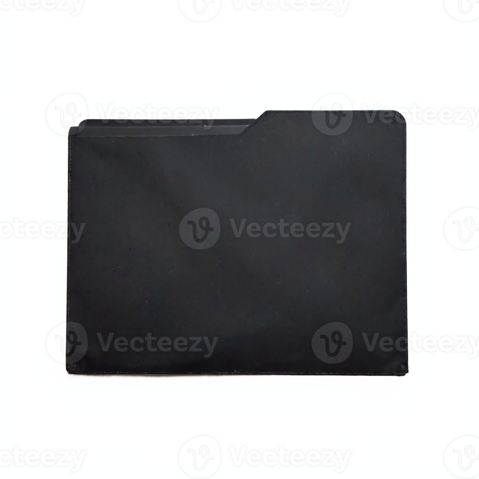 Black File Folder with Tab Transparent Background Clipping Path Office Document Organizer png