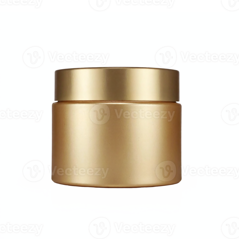 Gold Cosmetic Jar Container with Lid Isolated on Transparent Background Clipping Path png