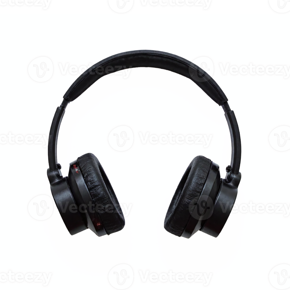 Black Over Ear Headphones with Cushioned Ear Pads and Adjustable Headband on Transparent Background png