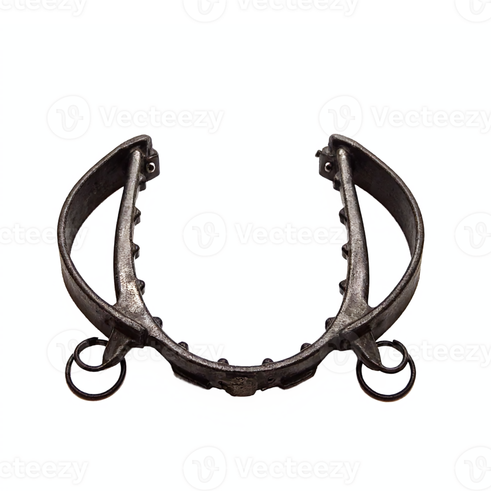 Rustic Iron Horse Bit with Double Rings and Jagged Teeth Isolated on Transparent Background png