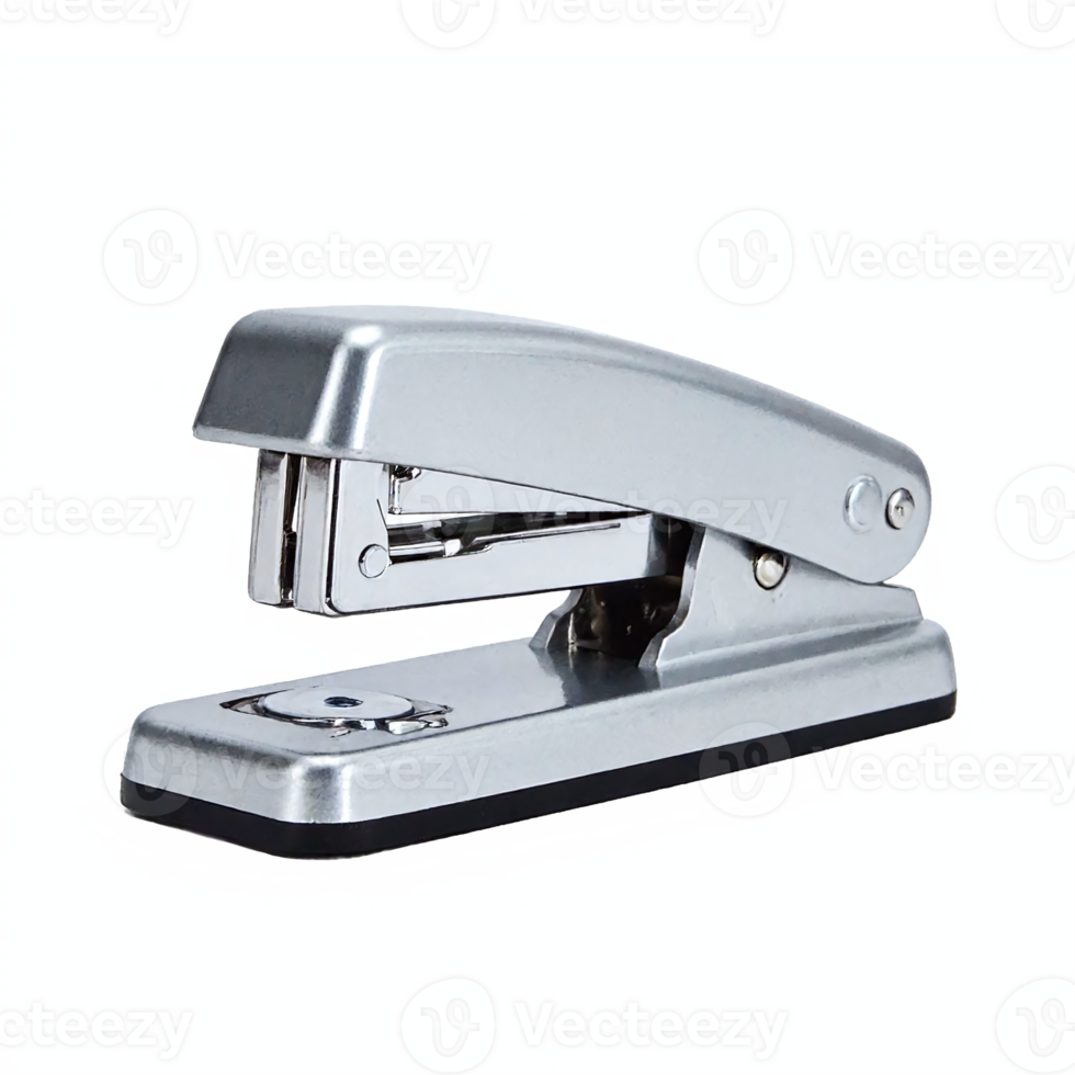 Metal Silver Stapler Desktop Office Tool with Transparent Background Clipping Path png