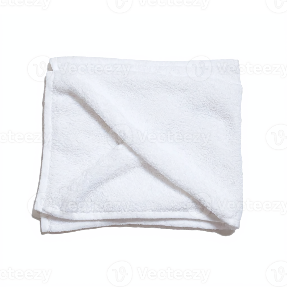 Soft White Towel Folded Clean Fabric Textile for Bath Use with Transparent Background png